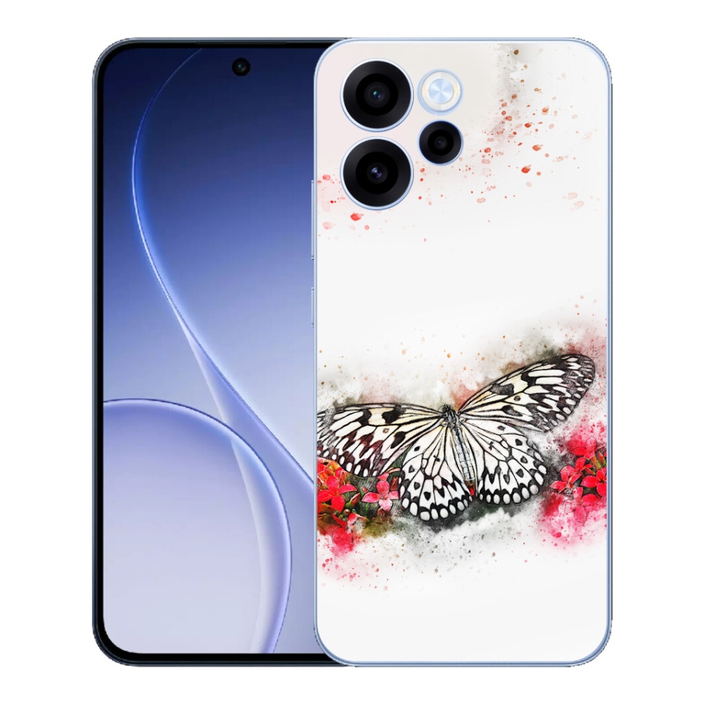 Gélový kryt mmCase na Oppo Reno 15 FS 5G - čiernobiely motýľ
