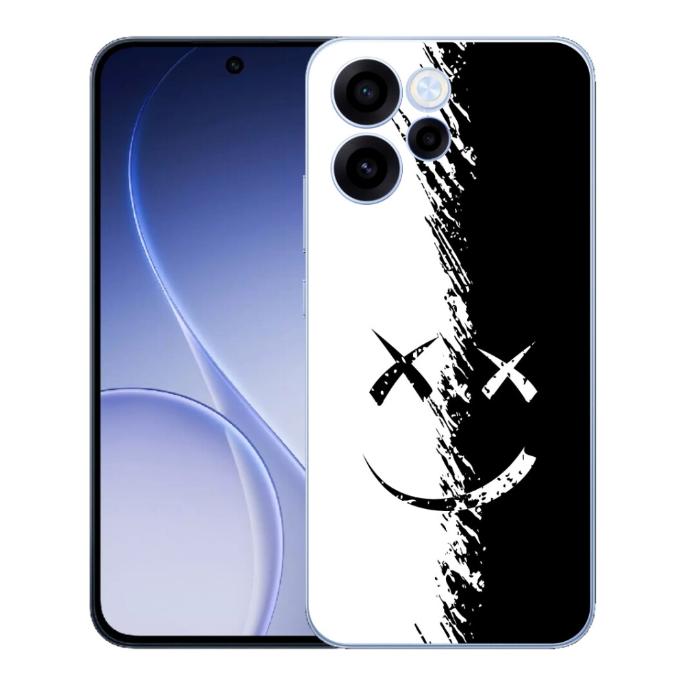 Gélový kryt mmCase na Oppo Reno 15 FS 5G - čiernobiely smajlík