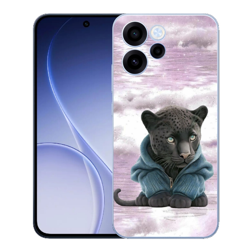 Gélový kryt mmCase na Oppo Reno 15 FS 5G - čierny panter vo svetri