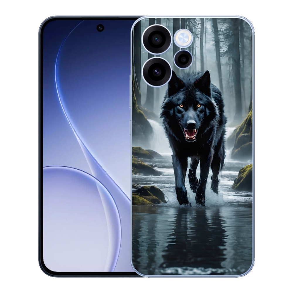 Gélový kryt mmCase na Oppo Reno 15 FS 5G - čierny vlk