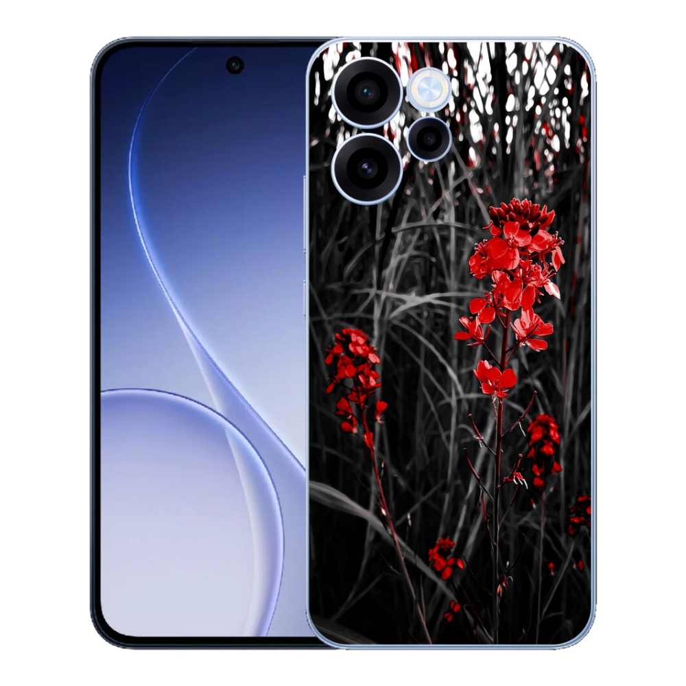 Gélový kryt mmCase na Oppo Reno 15 FS 5G - červená rastlina
