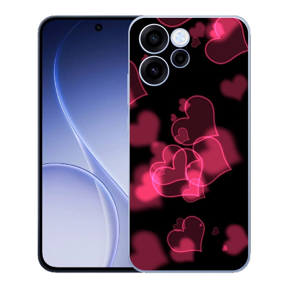 Gélový kryt mmCase na Oppo Reno 15 FS 5G - červená srdiečka