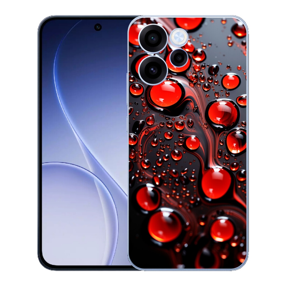 Gélový kryt mmCase na Oppo Reno 15 FS 5G - červené kvapky 2
