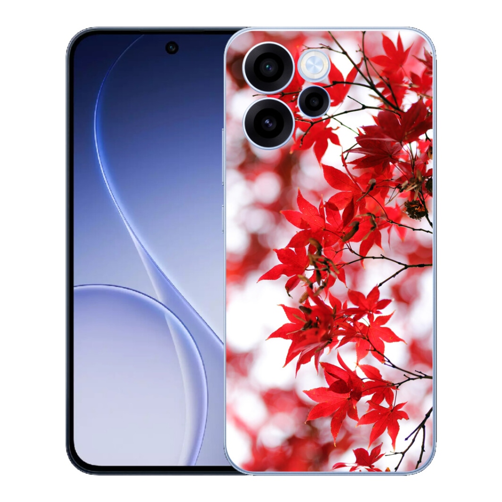 Gélový kryt mmCase na Oppo Reno 15 FS 5G - červené listy
