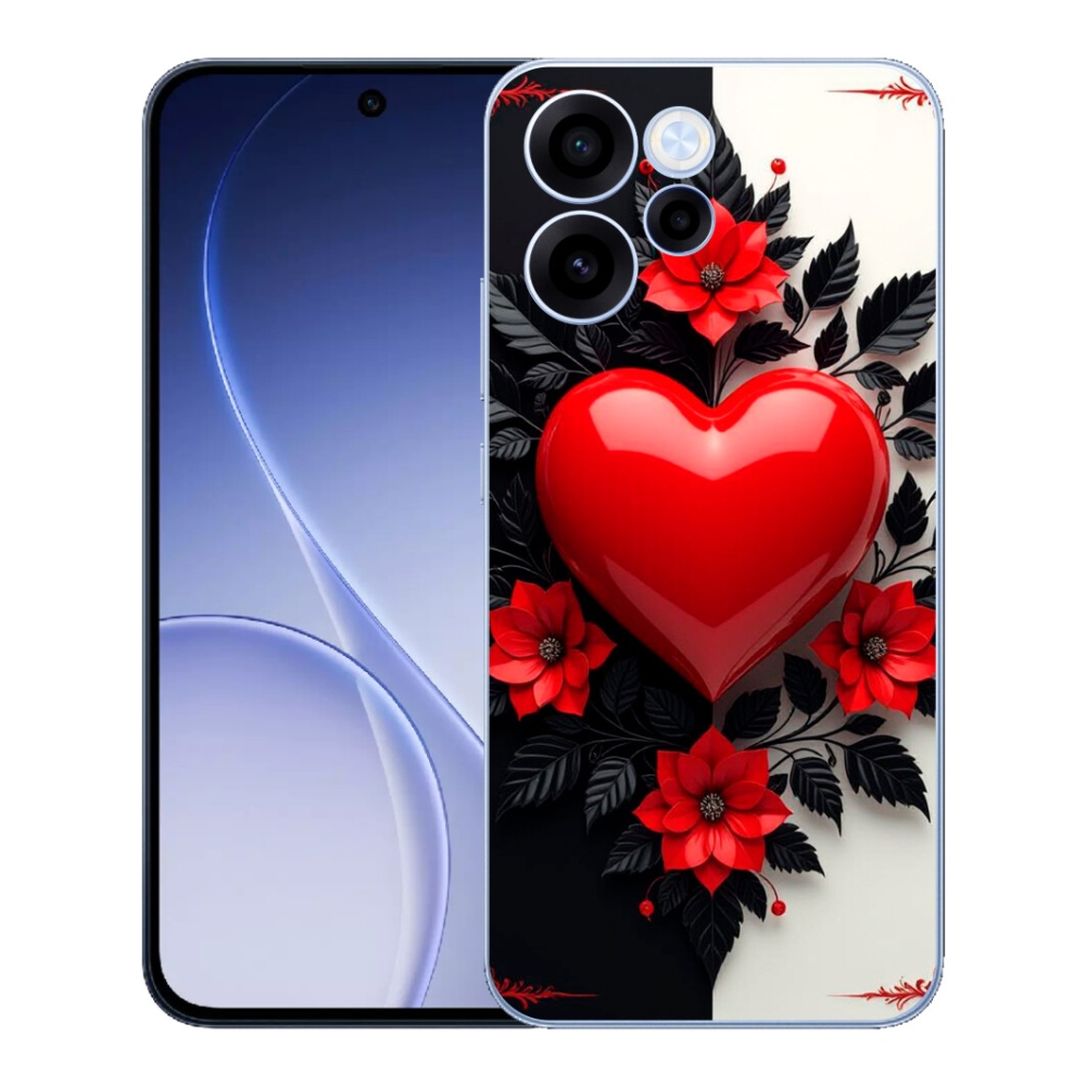 Gélový kryt mmCase na Oppo Reno 15 FS 5G - červené srdce