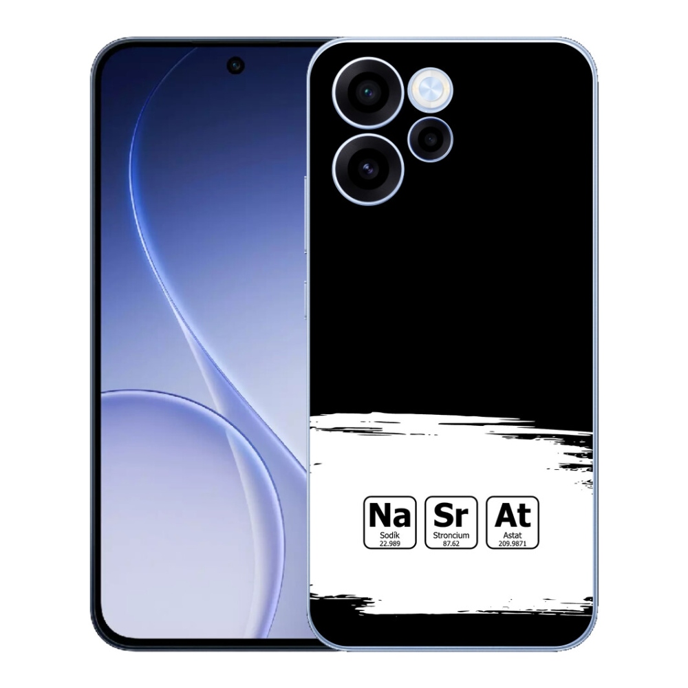 Gélový kryt mmCase na Oppo Reno 15 FS 5G - chemické prvky bieločierne pozadie
