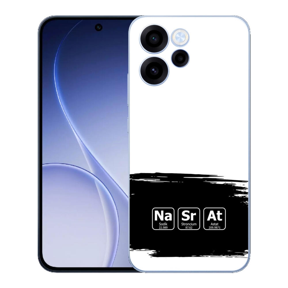 Gélový kryt mmCase na Oppo Reno 15 FS 5G - chemické prvky čiernobiele pozadie