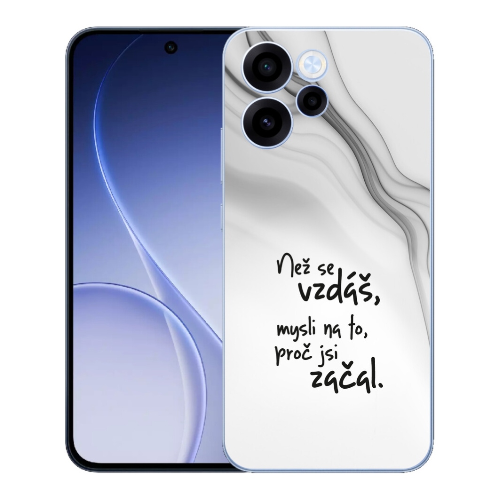 Gélový kryt mmCase na Oppo Reno 15 FS 5G - citát 2 biele pozadie
