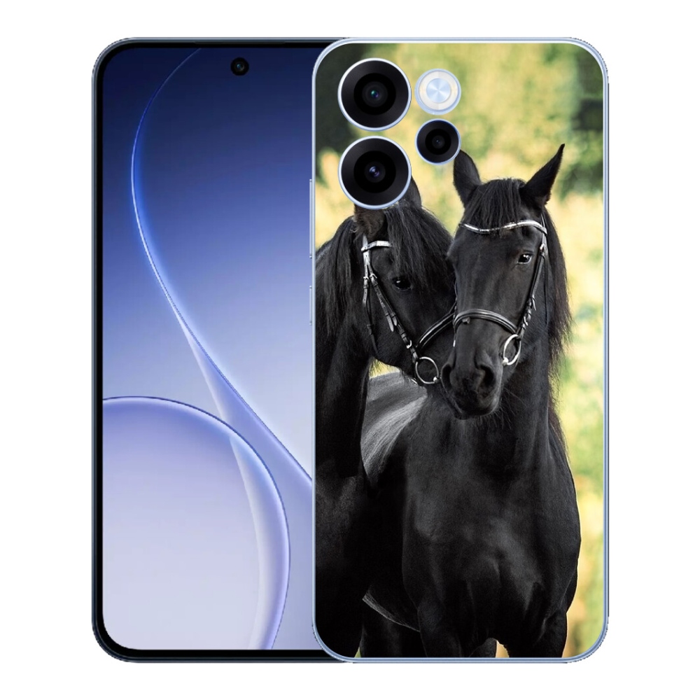 Gélový kryt mmCase na Oppo Reno 15 FS 5G - dva čierne kone