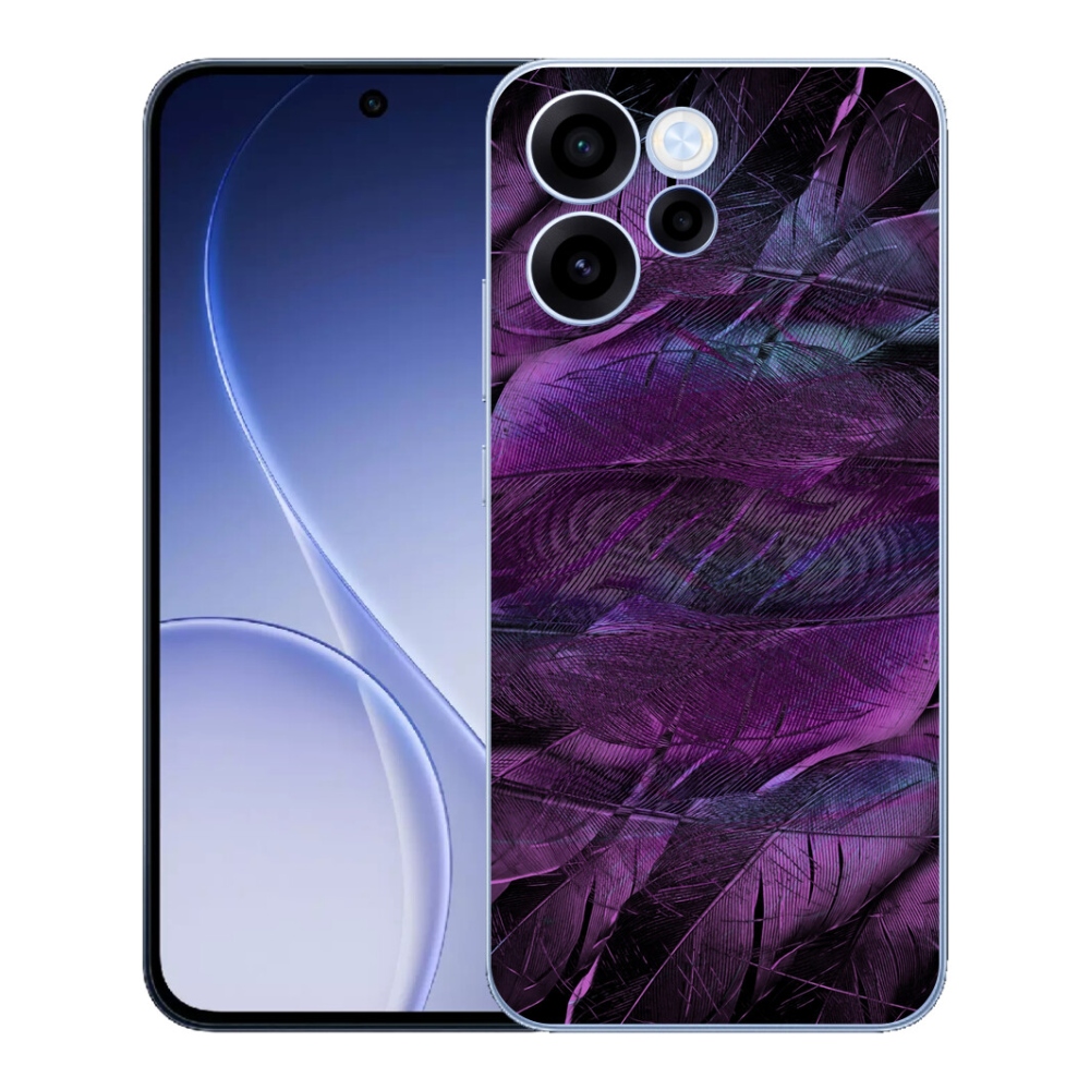 Gélový kryt mmCase na Oppo Reno 15 FS 5G - fialové pierka