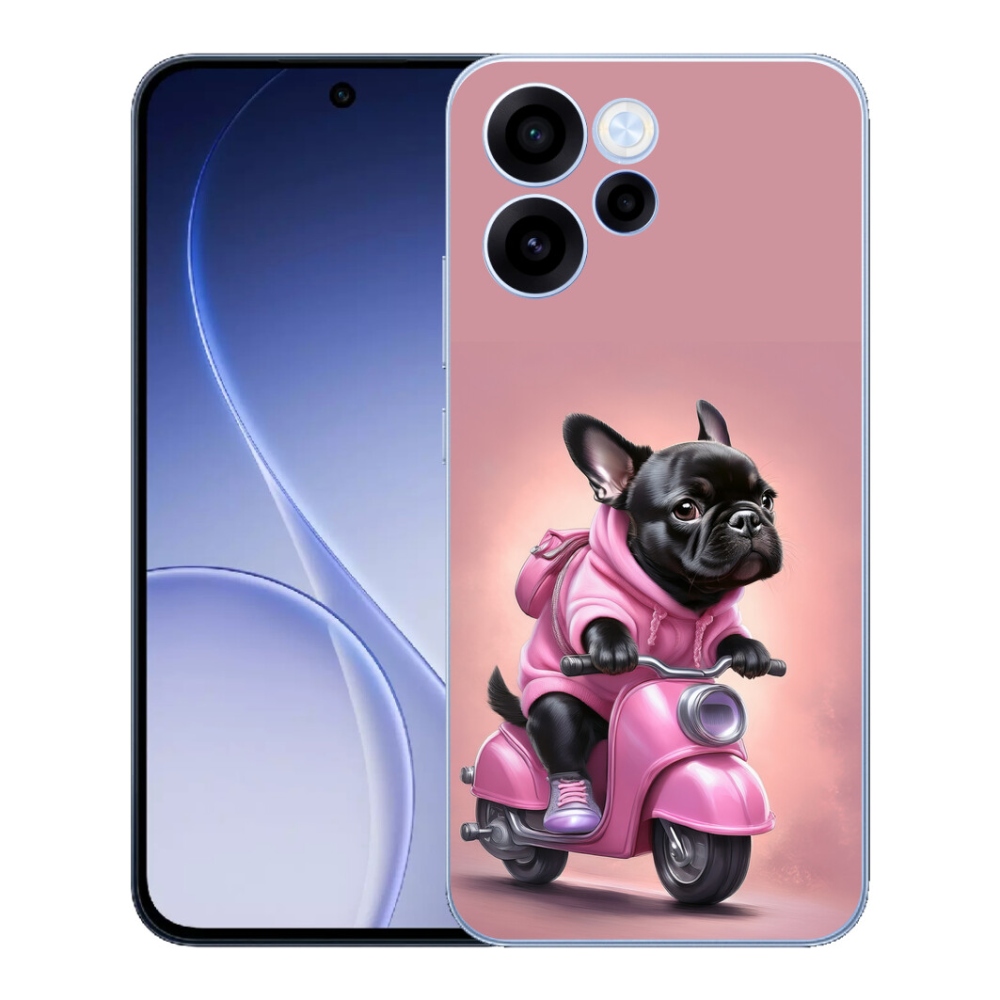 Gélový kryt mmCase na Oppo Reno 15 FS 5G - francúzsky buldoček na skútri