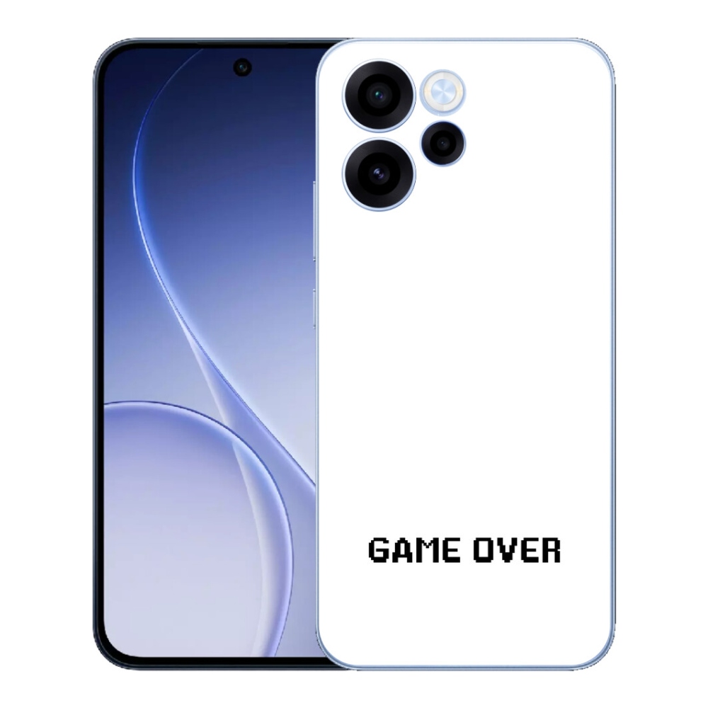 Gélový kryt mmCase na Oppo Reno 15 FS 5G - game over biele pozadie