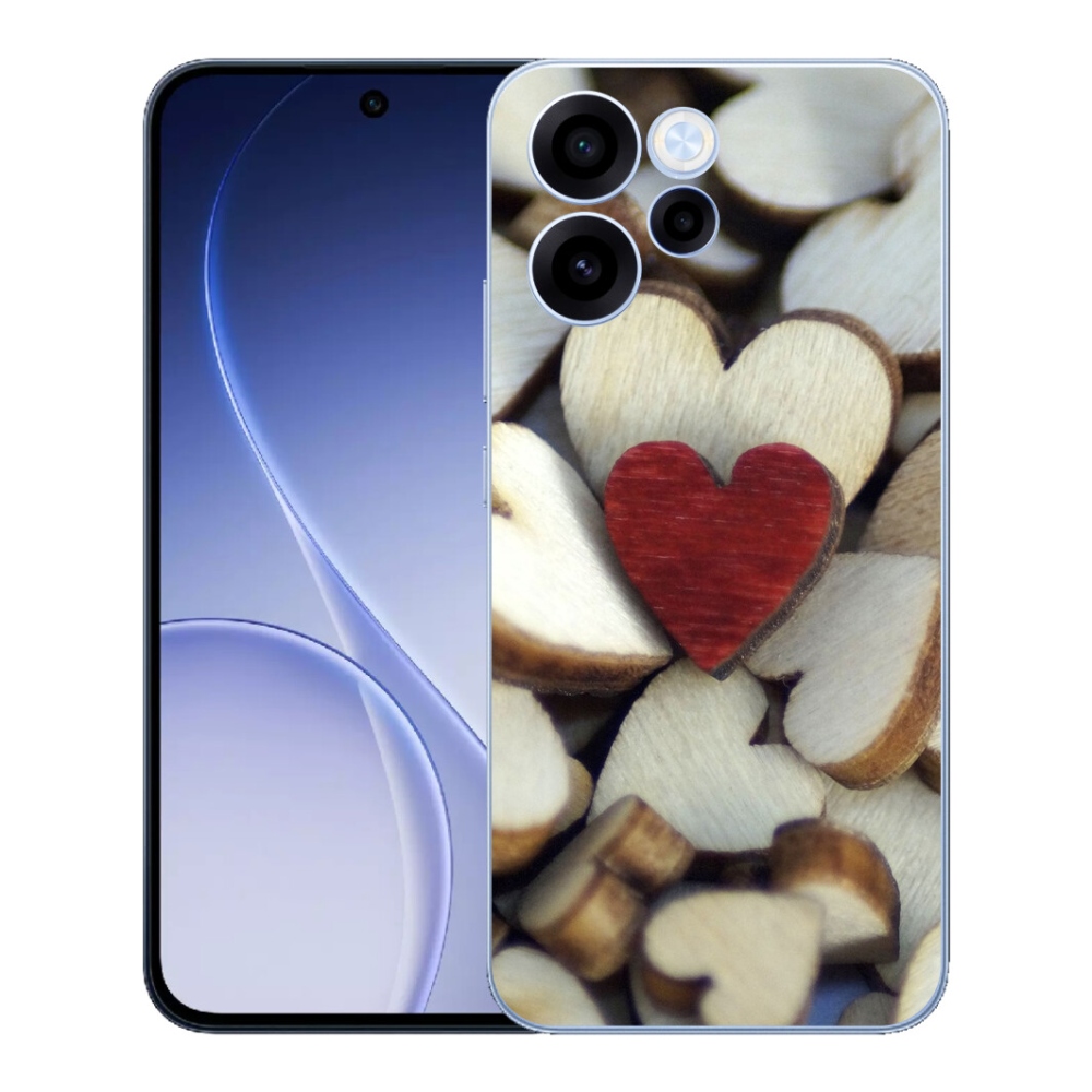 Gélový kryt mmCase na Oppo Reno 15 FS 5G - gravírované červené srdce