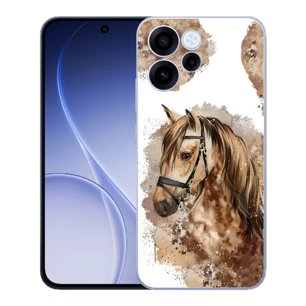 Gélový kryt mmCase na Oppo Reno 15 FS 5G - hnedý kreslený kôň