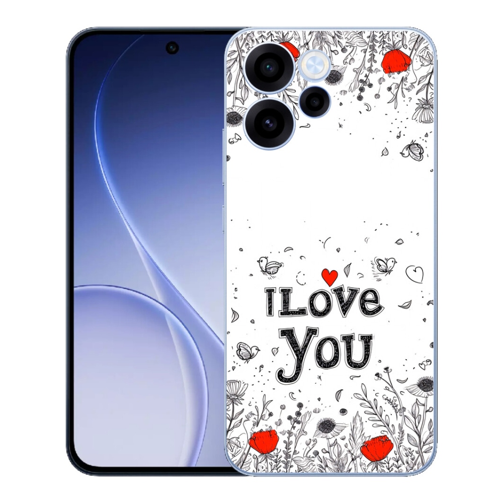 Gélový kryt mmCase na Oppo Reno 15 FS 5G - I love you biele pozadie