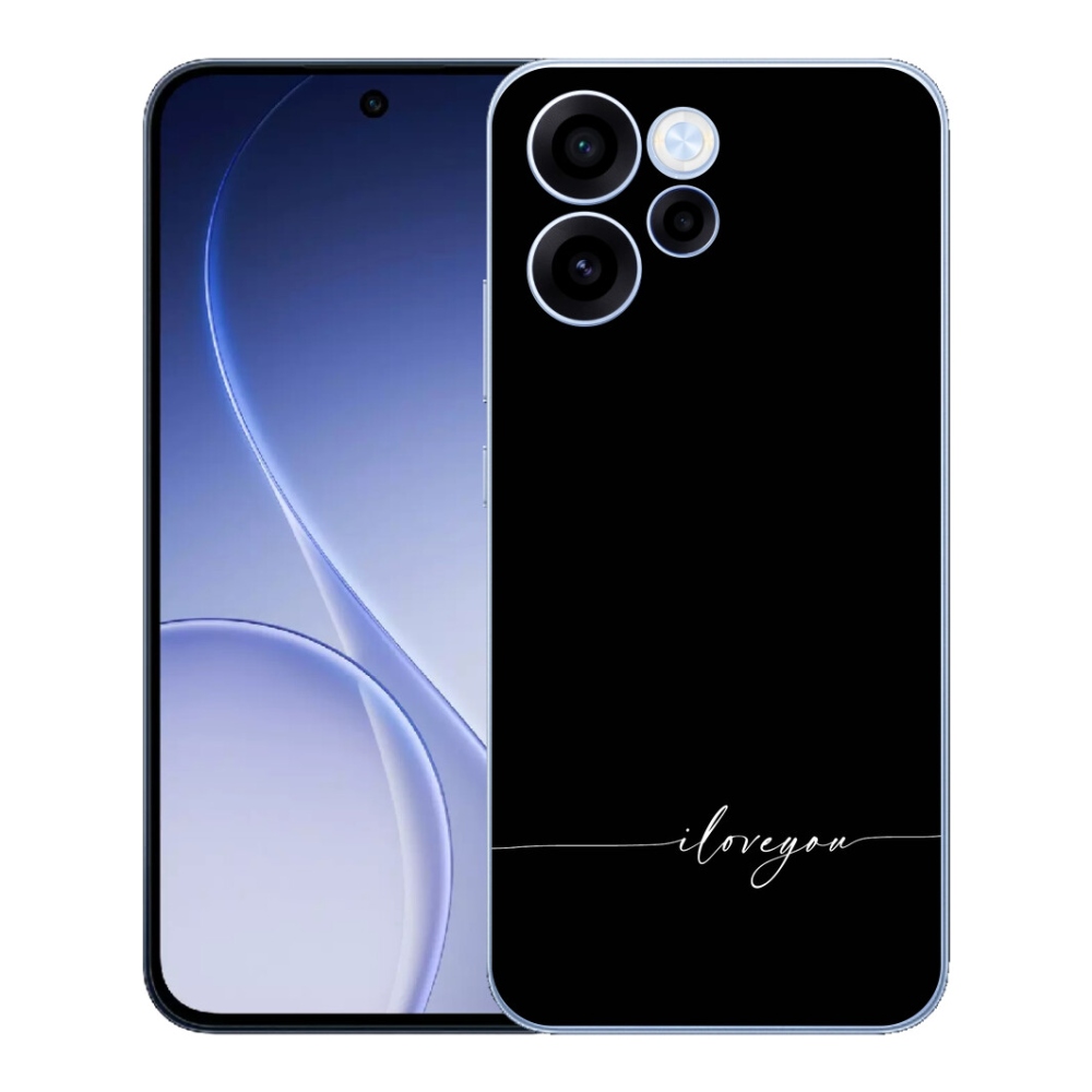 Gélový kryt mmCase na Oppo Reno 15 FS 5G - I love you čierne pozadie
