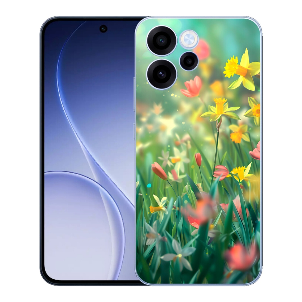 Gélový kryt mmCase na Oppo Reno 15 FS 5G - jarné kvety