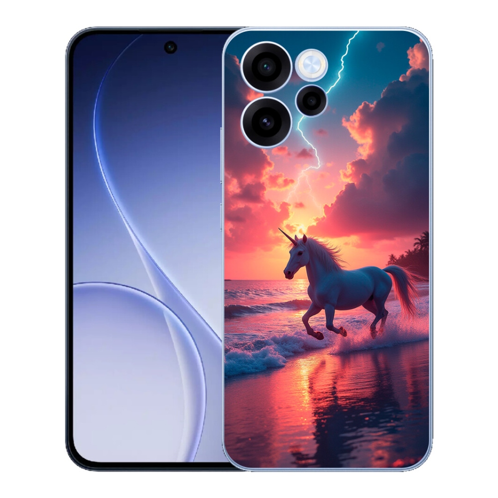 Gélový kryt mmCase na Oppo Reno 15 FS 5G - jednorožec na pláži