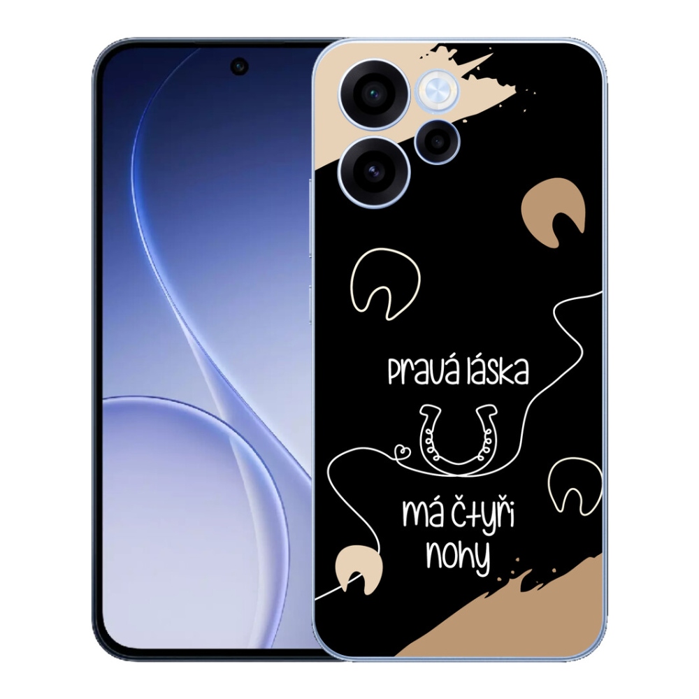 Gélový kryt mmCase na Oppo Reno 15 FS 5G - konský motív čierne pozadie