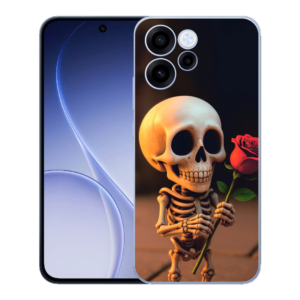 Gélový kryt mmCase na Oppo Reno 15 FS 5G - kostlivec s ružou