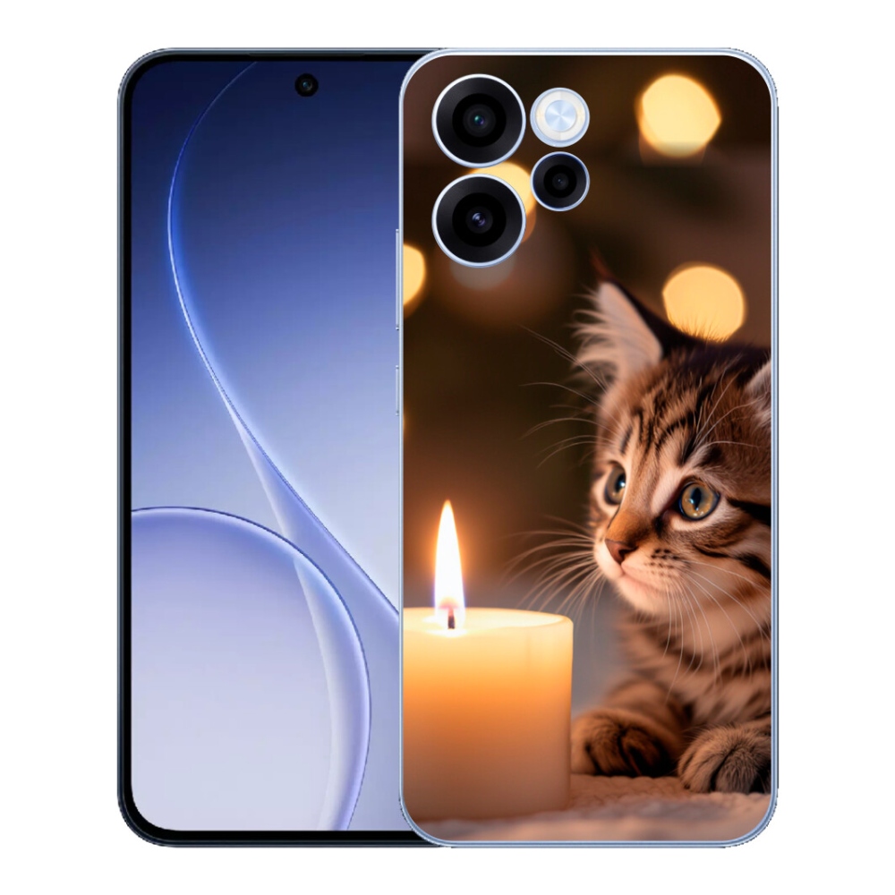 Gélový kryt mmCase na Oppo Reno 15 FS 5G - mačiatko a sviečka