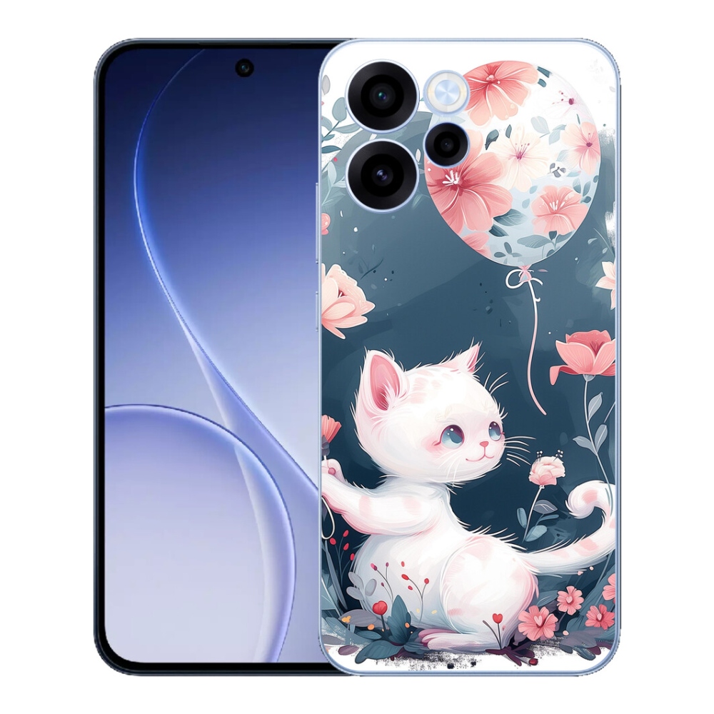 Gélový kryt mmCase na Oppo Reno 15 FS 5G - mačiatko s balónikom