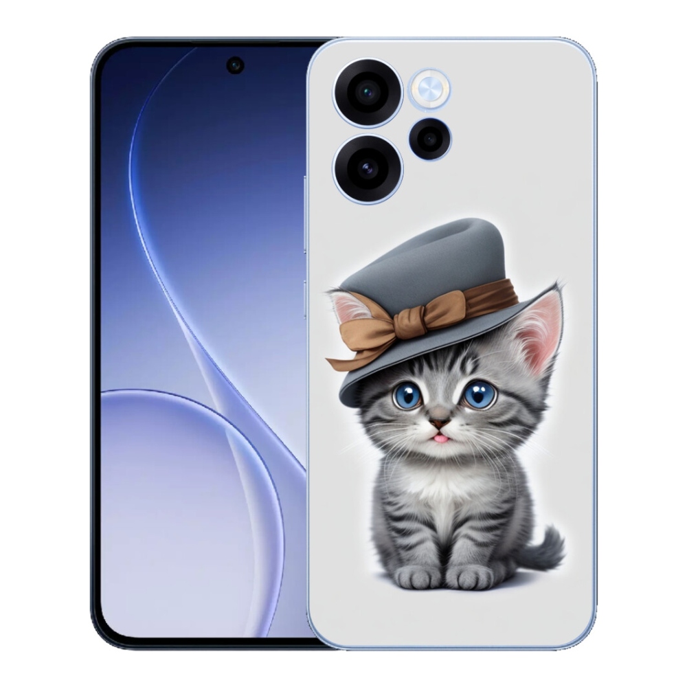 Gélový kryt mmCase na Oppo Reno 15 FS 5G - mačiatko s klobúkom