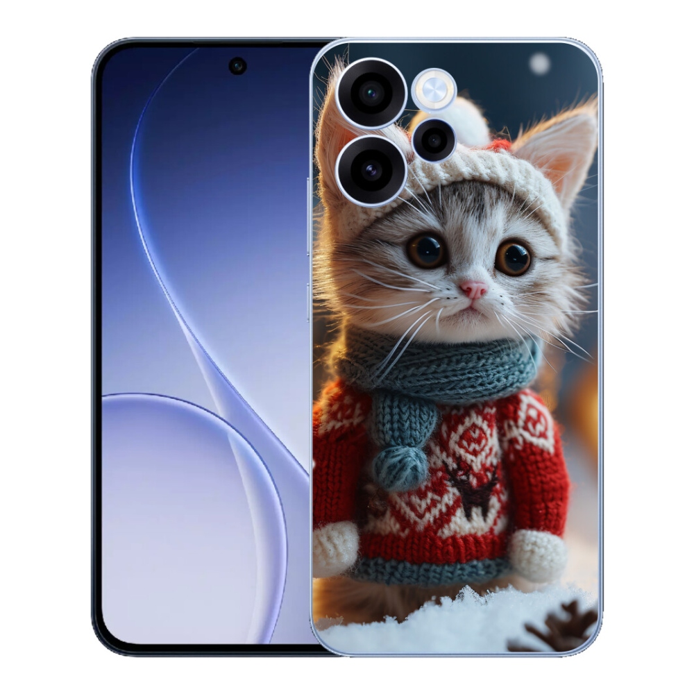 Gélový kryt mmCase na Oppo Reno 15 FS 5G - mačiatko vo svetri