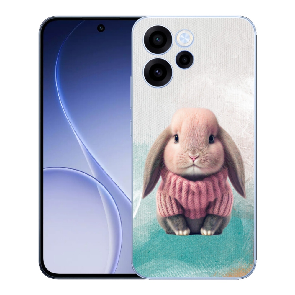 Gélový kryt mmCase na Oppo Reno 15 FS 5G - zajačik vo svetri