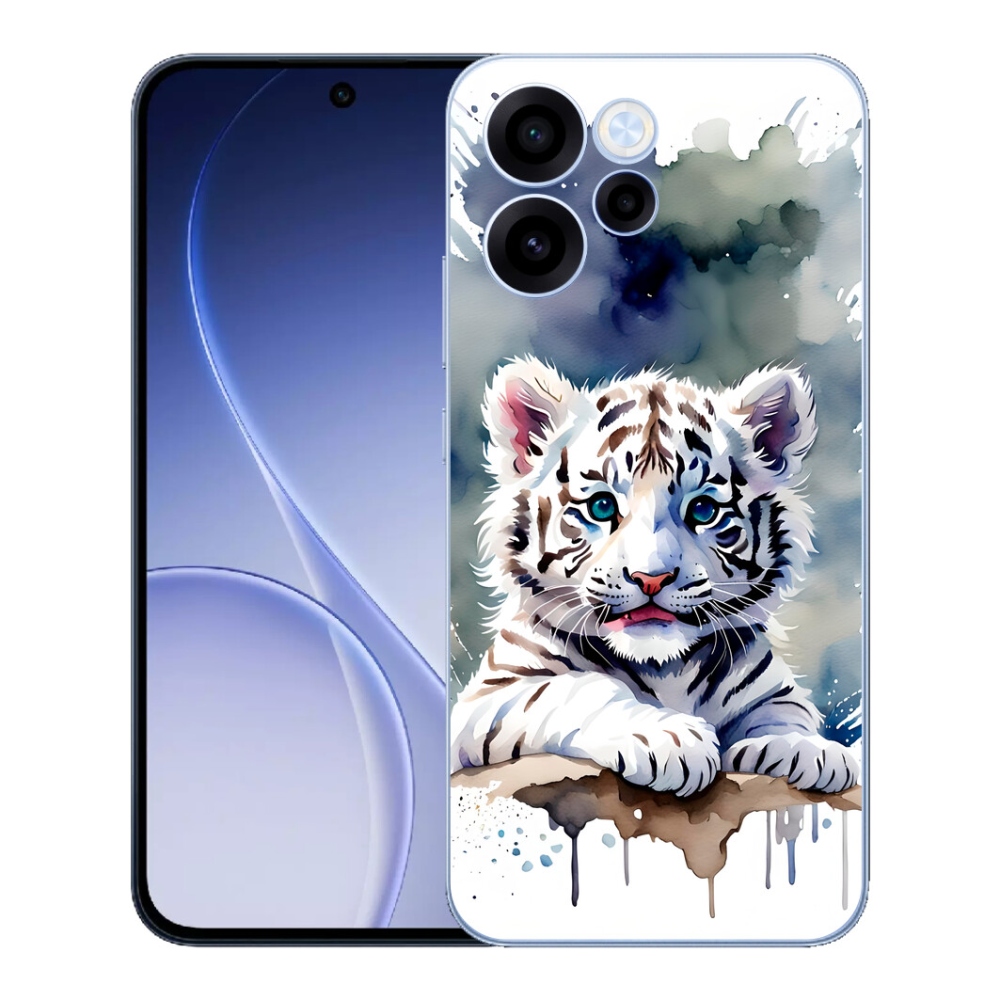 Gélový kryt mmCase na Oppo Reno 15 FS 5G - mláďa bieleho tigra