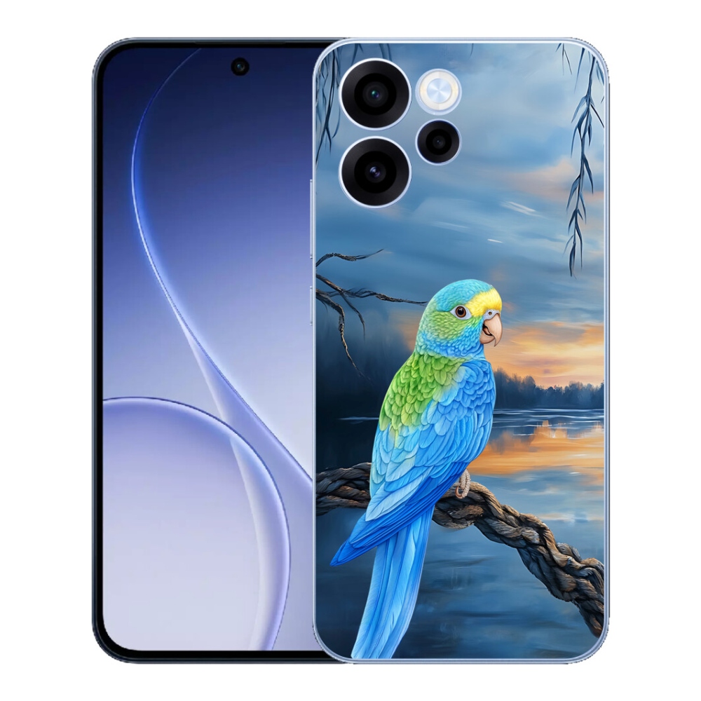 Gélový kryt mmCase na Oppo Reno 15 FS 5G - modrý papagáj