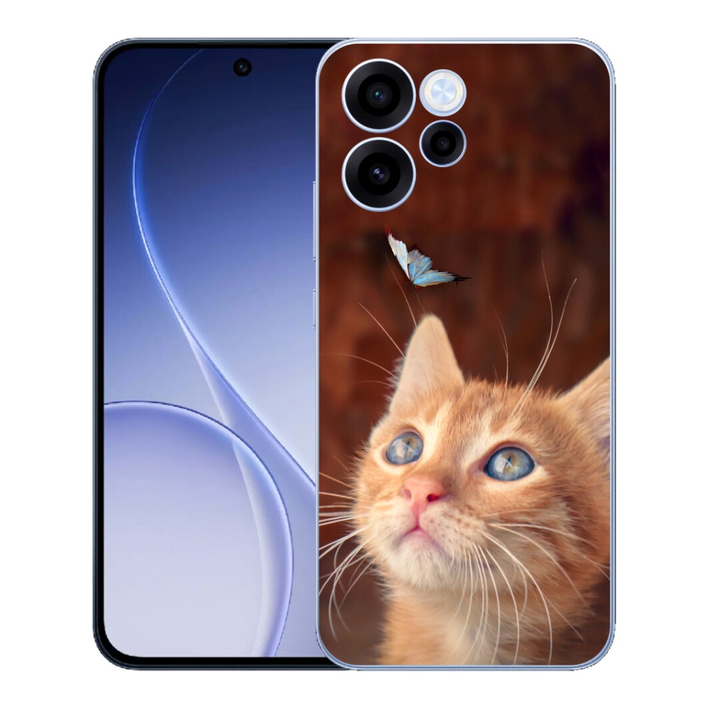Gélový kryt mmCase na Oppo Reno 15 FS 5G - motýľ a mačiatko