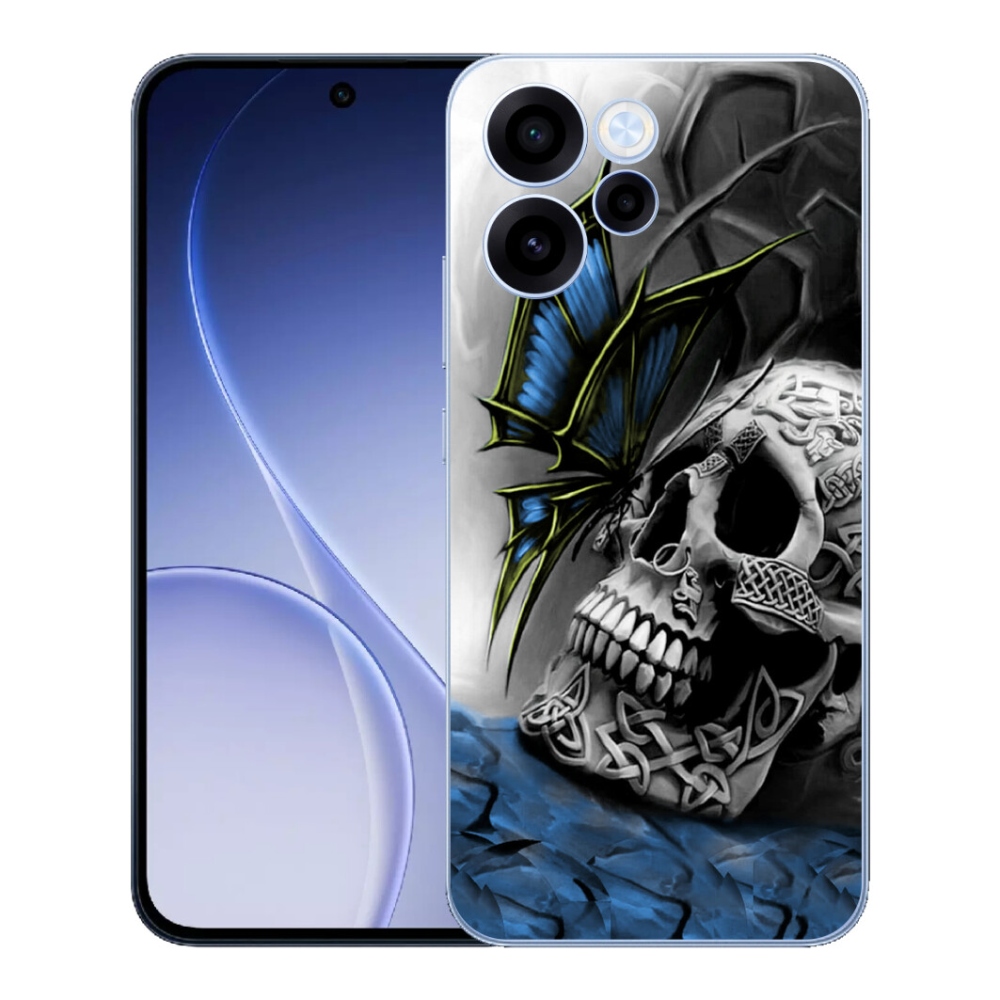 Gélový kryt mmCase na Oppo Reno 15 FS 5G - motýľ a lebka