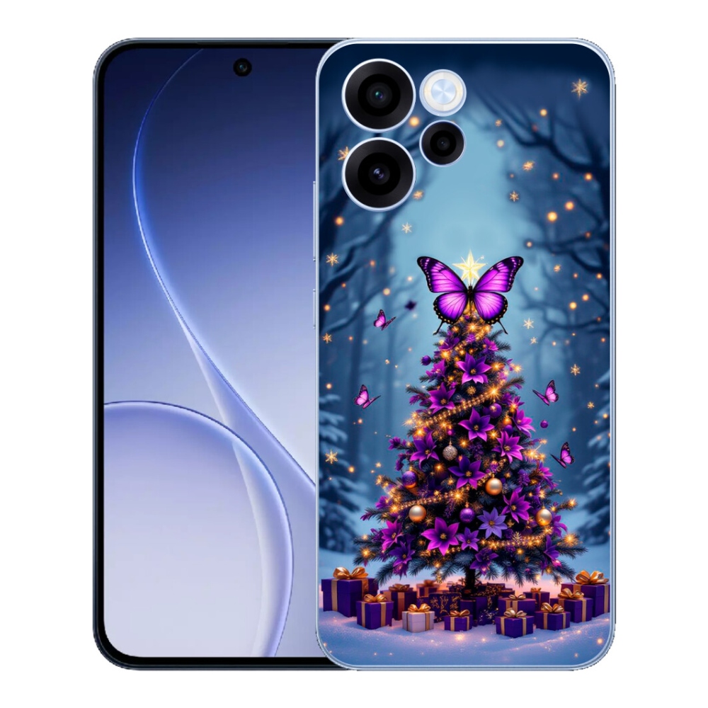 Gélový kryt mmCase na Oppo Reno 15 FS 5G - motýlí vianočný stromček