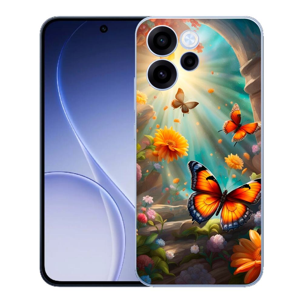 Gélový kryt mmCase na Oppo Reno 15 FS 5G - motýlia záhrada 2