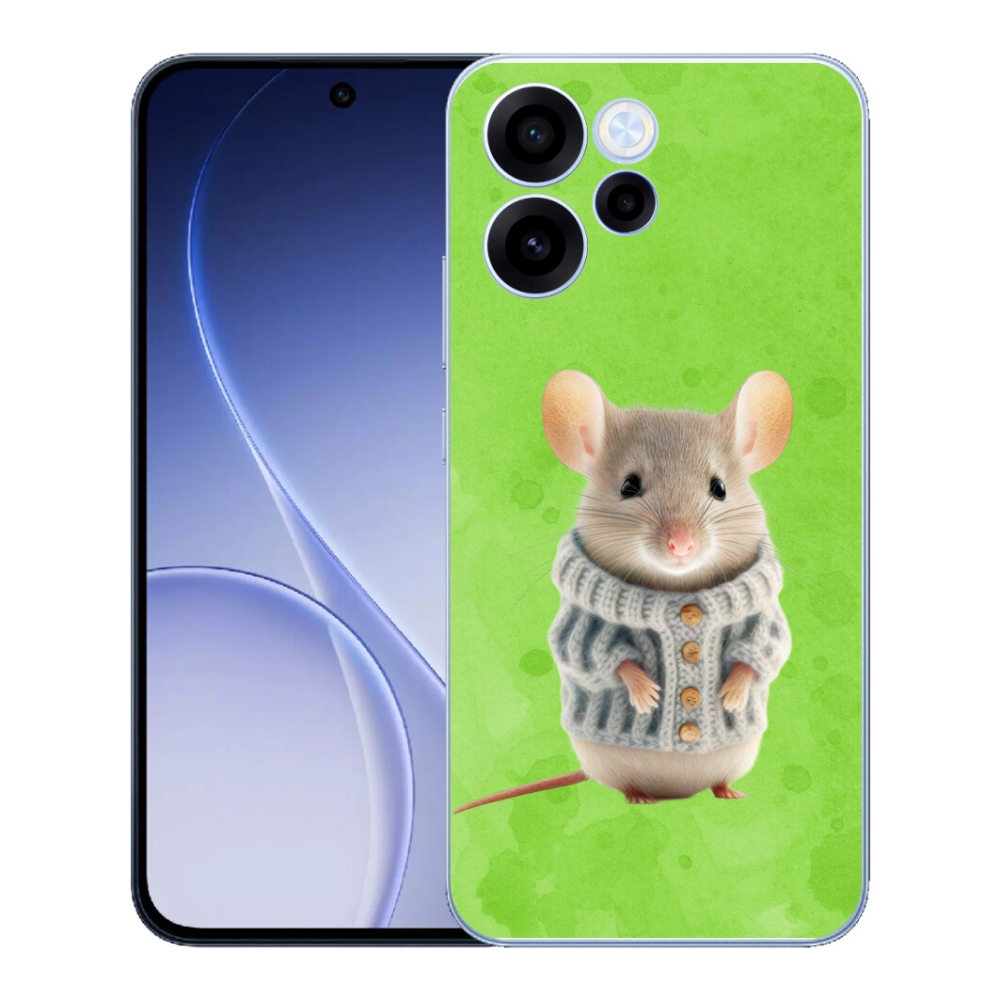 Gélový kryt mmCase na Oppo Reno 15 FS 5G - myška vo svetri