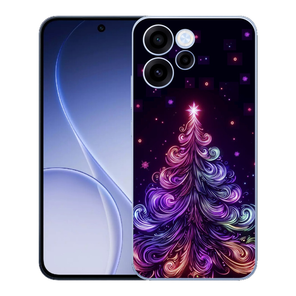Gélový kryt mmCase na Oppo Reno 15 FS 5G - neónový vianočný stromček 1