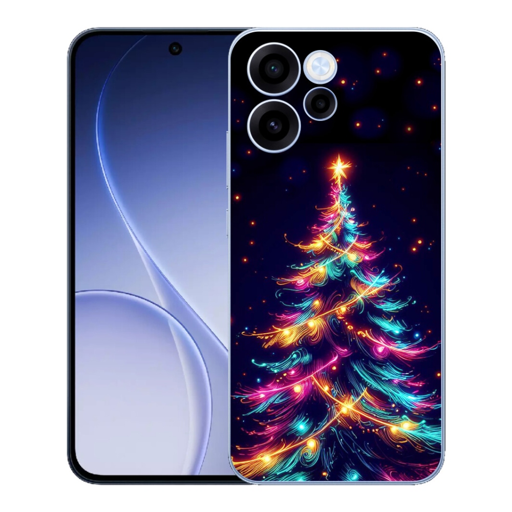 Gélový kryt mmCase na Oppo Reno 15 FS 5G - neónový vianočný stromček