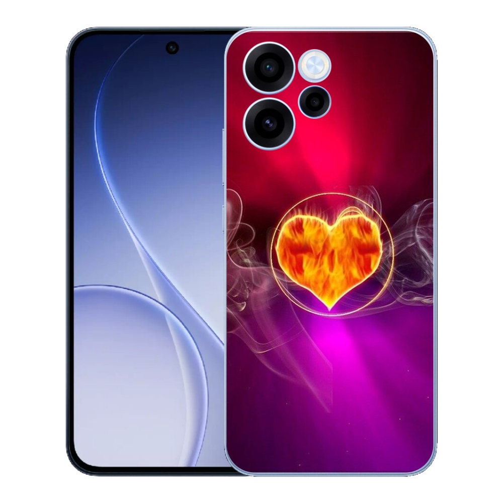 Gélový kryt mmCase na Oppo Reno 15 FS 5G - ohnivé srdce