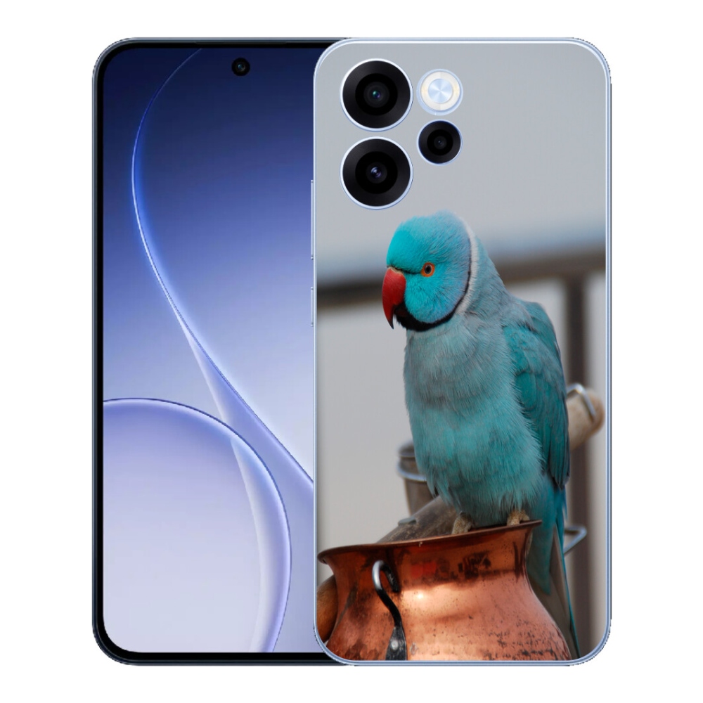 Gélový kryt mmCase na Oppo Reno 15 FS 5G - papagáj alexander modrý