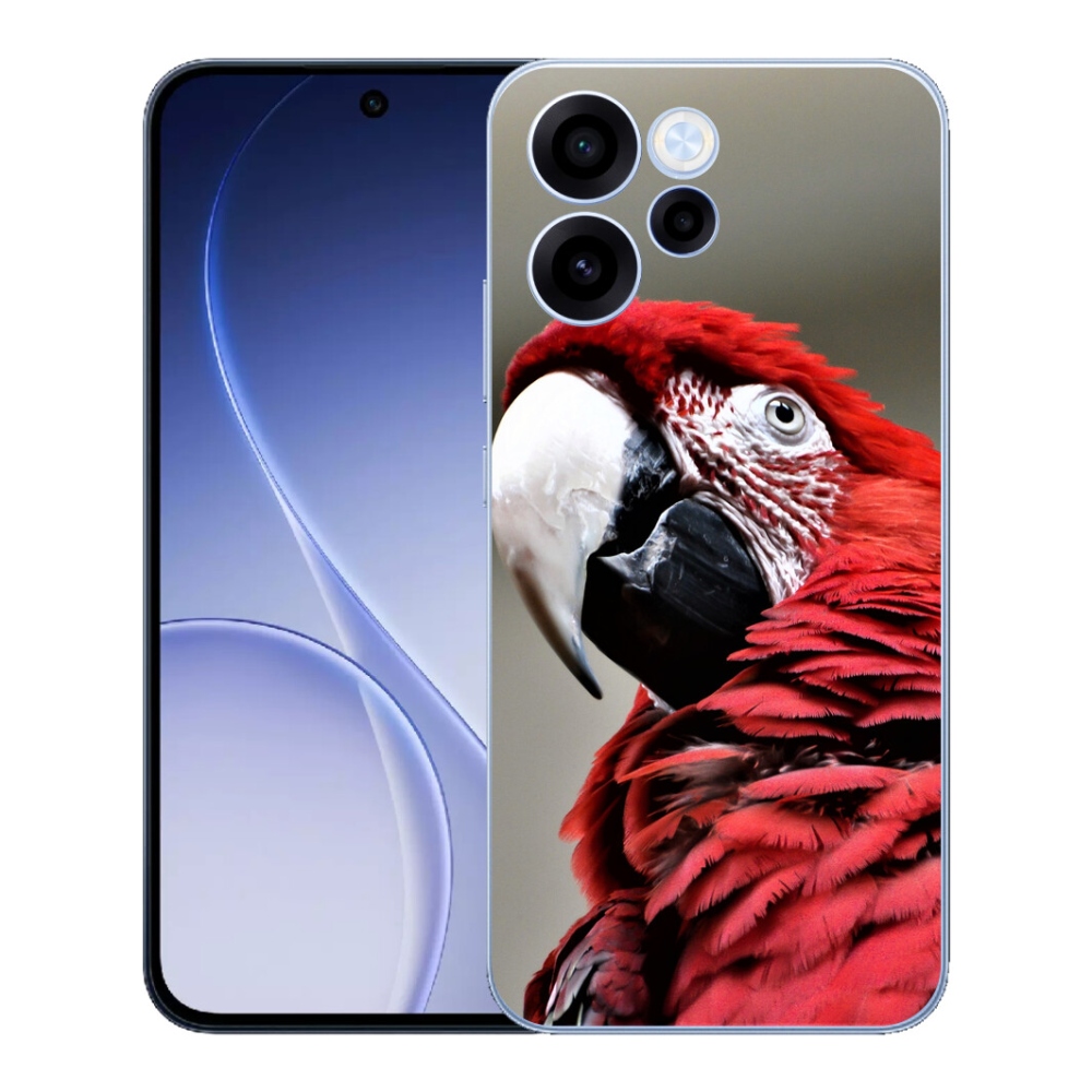 Gélový kryt mmCase na Oppo Reno 15 FS 5G - papagáj ara červený