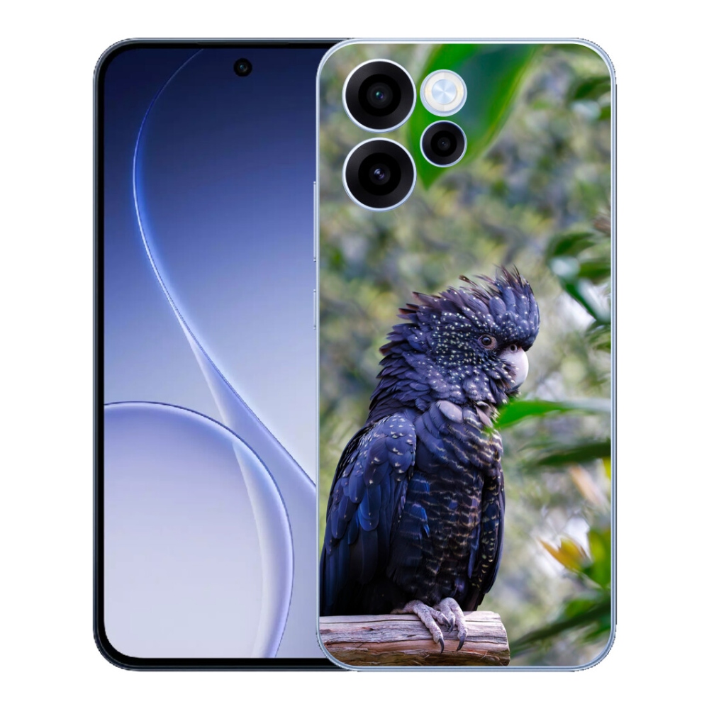 Gélový kryt mmCase na Oppo Reno 15 FS 5G - papagáj kakadu čierny