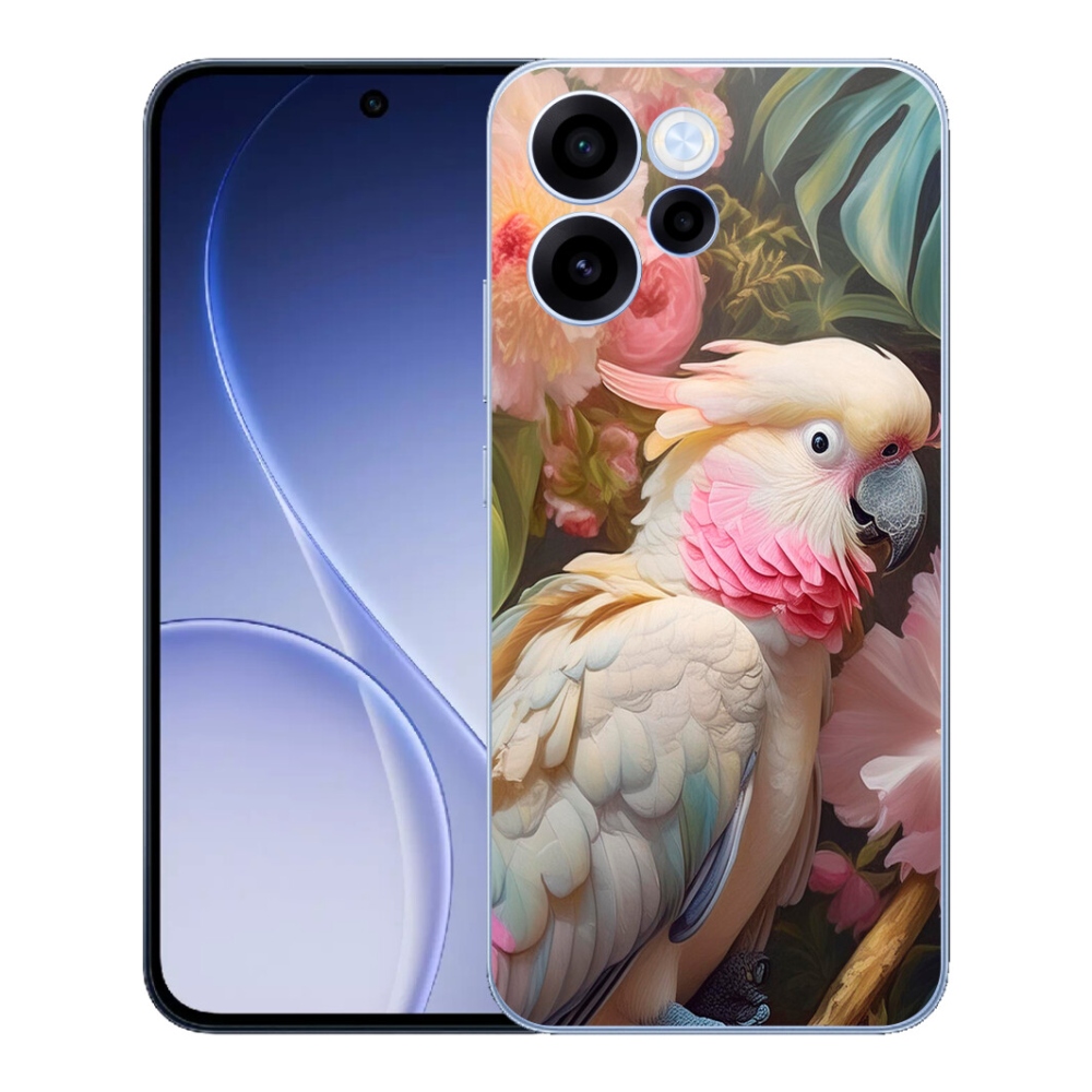 Gélový kryt mmCase na Oppo Reno 15 FS 5G - papagáj kakadu ružový 2
