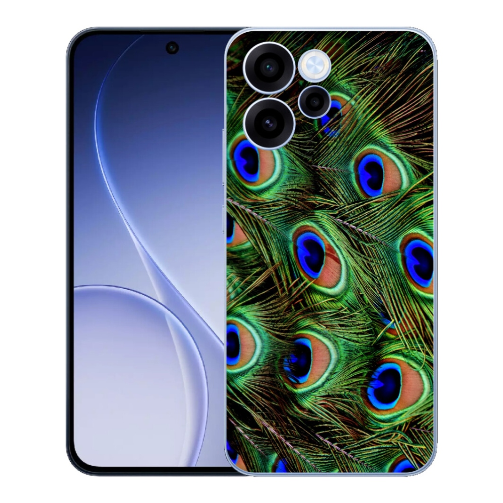 Gélový kryt mmCase na Oppo Reno 15 FS 5G - pávie perie