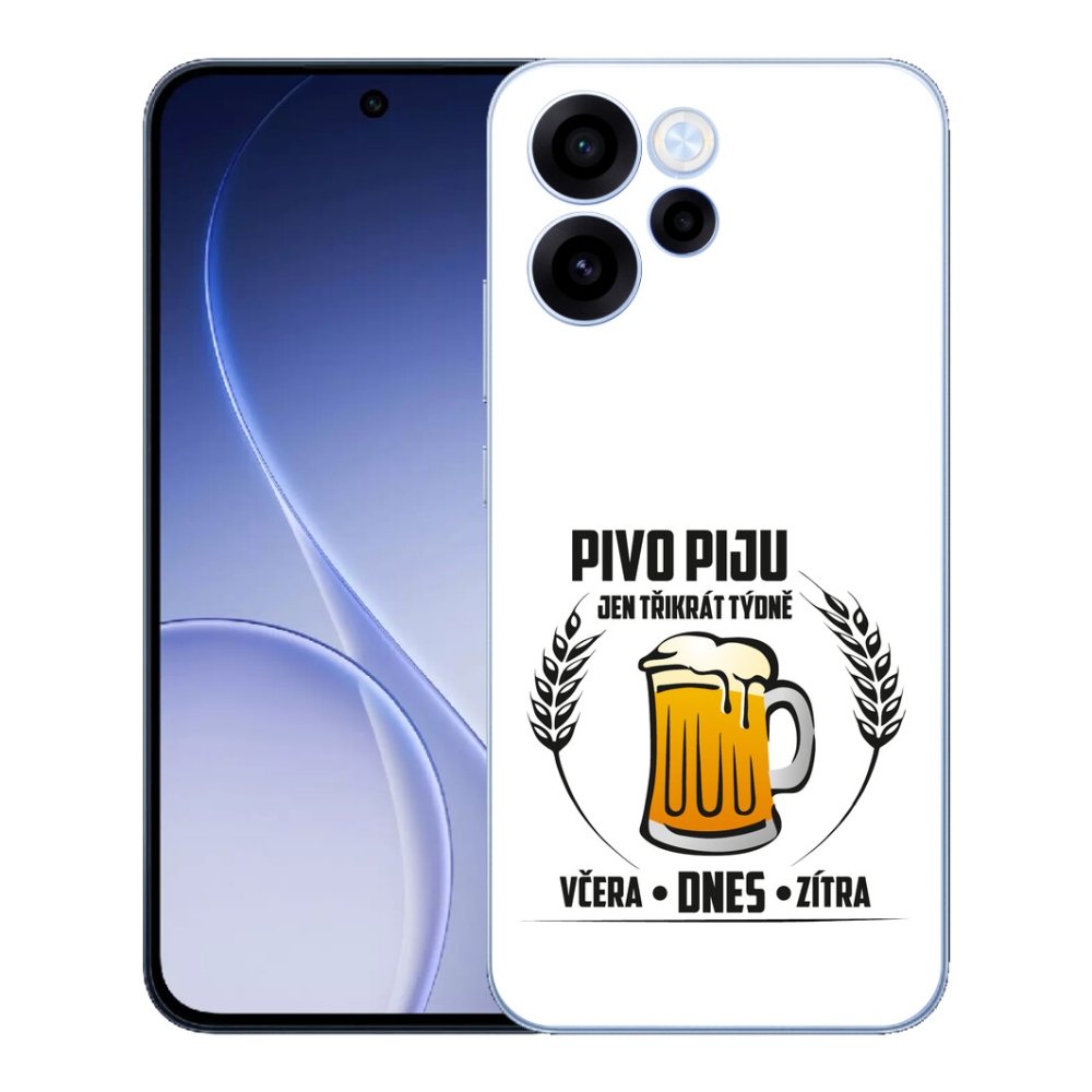 Gélový kryt mmCase na Oppo Reno 15 FS 5G - pivný motív biele pozadie