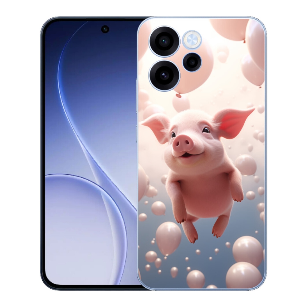 Gélový kryt mmCase na Oppo Reno 15 FS 5G - prasiatko s balónikmi