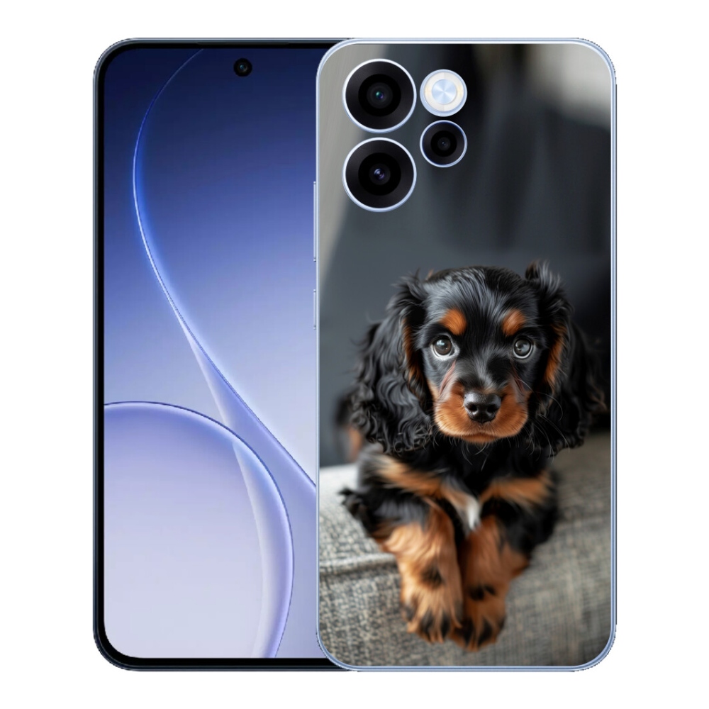 Gélový kryt mmCase na Oppo Reno 15 FS 5G - roztomilý dlhosrstý jazvečík