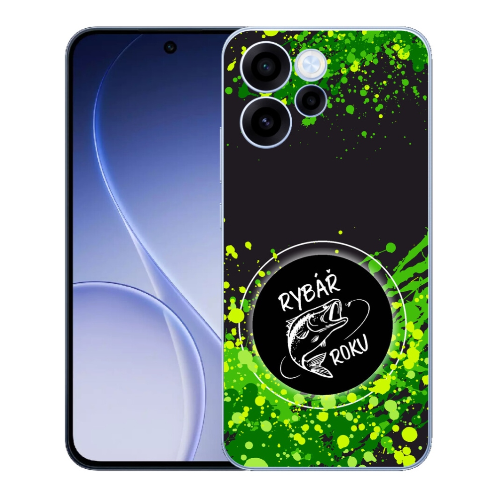 Gélový kryt mmCase na Oppo Reno 15 FS 5G - rybár roku čierne pozadie