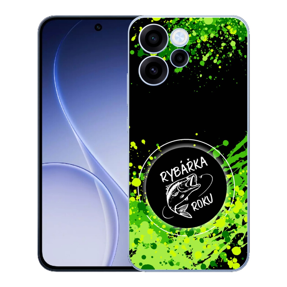 Gélový kryt mmCase na Oppo Reno 15 FS 5G - rybárka roka čierne pozadie