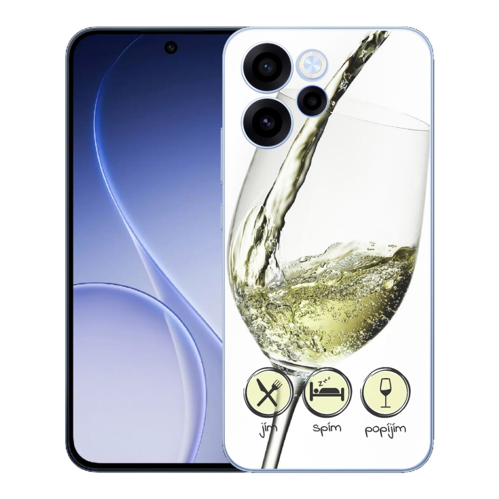 Gélový kryt mmCase na Oppo Reno 15 FS 5G - pohár vína biele